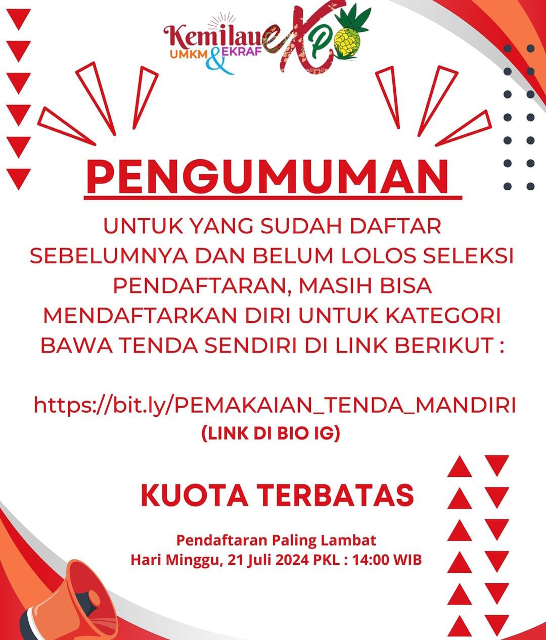 Pendaftaran UMKM Bawa Tenda Pribadi