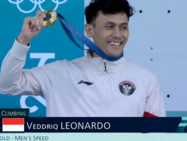 Veddrik Leonardo Emas Panjat tebing Olimpiade Paris